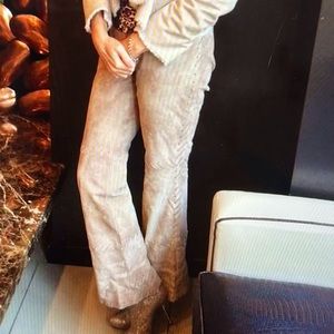 Taupe real leather suede pants